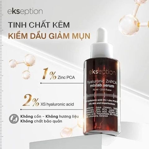 Serum Ekseption ZnPCA Hyaluronic 75ml - Giảm Mụn, Kiềm Dầu, Cải Thiện Lỗ Chân Lông Cho Da Dầu, Nhập Khẩu Tây Ban Nha