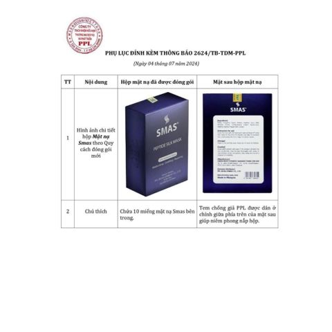 Mặt Nạ SMAS Peptide Silk Mask - Dưỡng Ẩm, Làm Dịu Da, Giảm Đỏ Sau Lăn Kim, Tăng Cường Phục Hồi Cho Da Nhạy Cảm