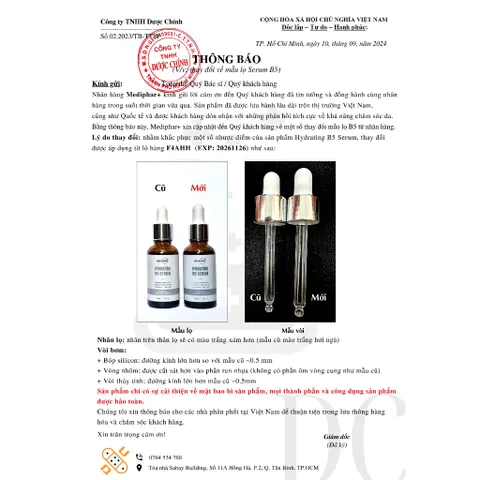 Serum MEDIPHAR+ HYDRATING B5 30ml - Dưỡng Cấp Ẩm, Trắng Sáng, Mờ Thâm, Chống Lão Hóa, Phục Hồi Da Nhạy Cảm Hàn Quốc