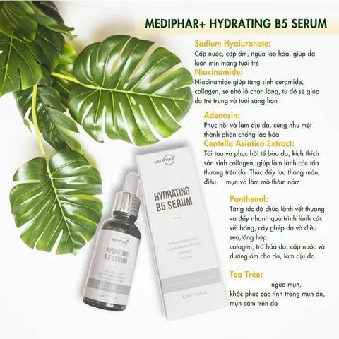 Serum MEDIPHAR+ HYDRATING B5 30ml - Dưỡng Cấp Ẩm, Trắng Sáng, Mờ Thâm, Chống Lão Hóa, Phục Hồi Da Nhạy Cảm Hàn Quốc