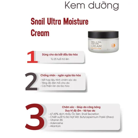 Kem Ốc Sên GoodnDoc Snail Ultra Moisture Cream - Dưỡng Da Chống Lão Hóa, Cấp Ẩm, Trẻ Hóa Da, Nhập Khẩu Hàn Quốc