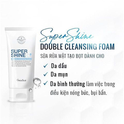 Sữa Rửa Mặt Tạo Bọt Cosmeheal Suppershine Double Cleansing Foam 120ml - Dành Cho Da Dầu, Mụn, Làm Sạch Sâu, Cấp Ẩm Tức Thì
