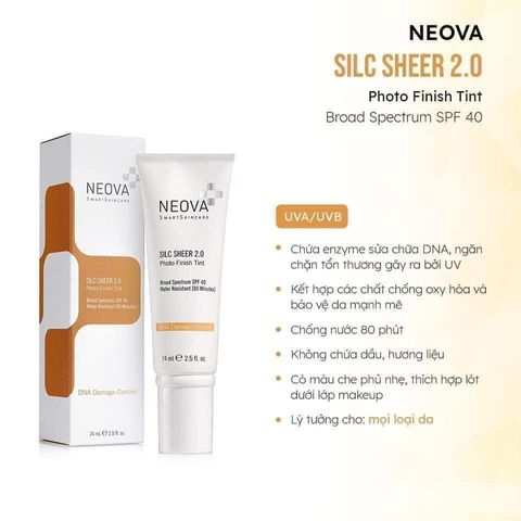 Kem Chống Nắng Neova DNA Damage Control Active Silc Sheer 2.0 SPF 40 - Chống Lão Hóa và Phục Hồi Da, Dưỡng Ẩm Tối Ưu, Che Khuyết Điểm Tự Nhiên