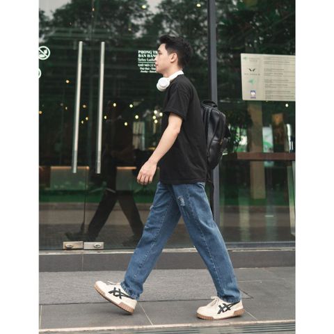 Quần Jean Nam Baggy Rách Gối Unisex Ống Suông Màu Xanh Xám - Thời Trang Đẹp Giá Rẻ Pon.mens