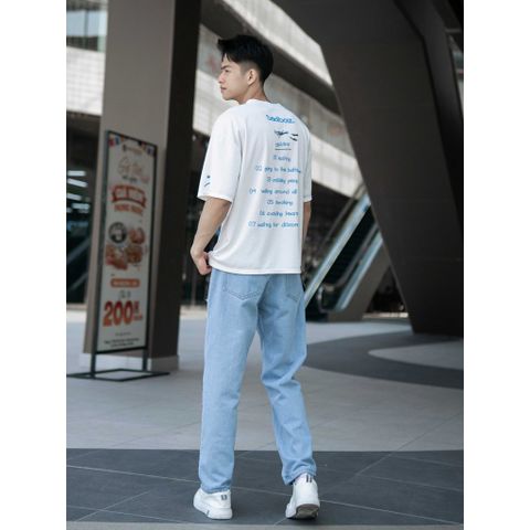 Quần Jeans Baggy Nam Rách Gối Màu Xanh Trắng Nhạt - Chất Denim Cotton Bền Bỉ, Kiểu Dáng Unisex Thời Trang