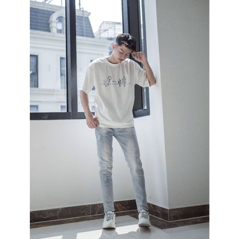 Quần Jeans Nam Xanh Nhạt Rách Xước Slimfit Denim Dáng Ôm Co Giãn - Thời Trang Hiện Đại, Mẫu 0001 0003 Pon.mens