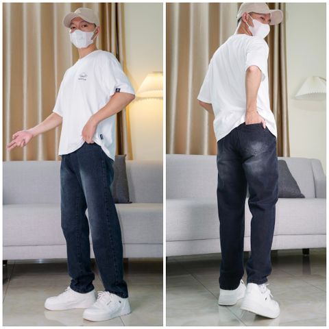 Quần Jean Baggy Ống Suông Unisex Màu Đen Wash - Quần Jean Nam Nữ Có Túi Tiện Lợi - Thời Trang Thoải Mái 100% Cotton