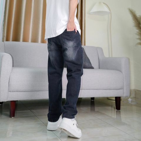 Quần Jean Baggy Ống Suông Unisex Màu Đen Wash - Quần Jean Nam Nữ Có Túi Tiện Lợi - Thời Trang Thoải Mái 100% Cotton