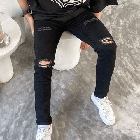 Quần Jean Đen Nam Slimfit Skinny Muối Tiêu - Chất Bò Co Giãn Cao Cấp, Dáng Ôm Thời Trang, VNXK Pon.mens