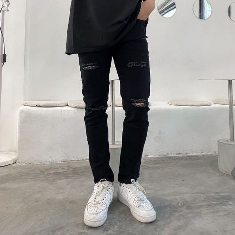 Quần Jean Đen Nam Slimfit Skinny Muối Tiêu - Chất Bò Co Giãn Cao Cấp, Dáng Ôm Thời Trang, VNXK Pon.mens