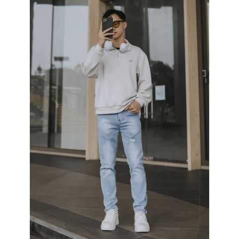 Quần Jean Nam Xanh Nhạt Co Giãn 4 Chiều Rách Xước Cao Cấp Slimfit Skinny Denim - Thời Trang Nam Nhẹ Nhàng, Phong Cách Năng Động