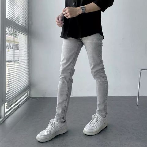 Quần Jean Nam Xám Ghi Rách Co Giãn 4 Chiều Chất Bò Denim - Dáng Slimfit Skinny Thời Trang Pon.mens