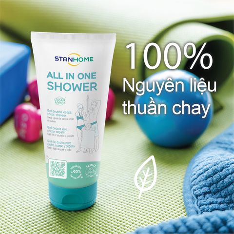 Rửa mặt, tắm, gội 3 trong 1 cho da dầu mụn, mụn lưng ngực, tóc bết Stanhome All In One Shower Gel 200ml