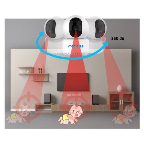 Camera Wifi Magicsee SA200 - Giám sát trong nhà, Full HD 1080p, Cảm biến CMOS 2.0, Xoay 360 độ, Hồng ngoại ban đêm, Đàm thoại 2 chiều