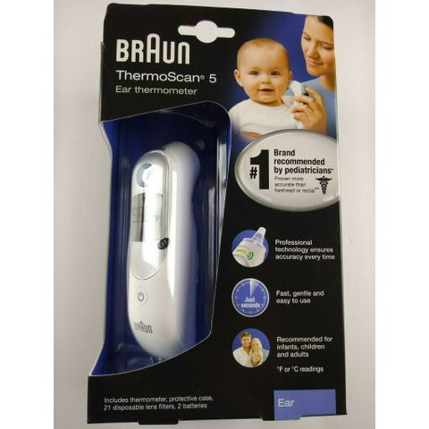 Nhiệt Kế Điện Tử Braun Thermoscan 5 - Đo Tai Chính Xác & Nhanh Chóng, Phù Hợp Cho Trẻ Nhỏ và Người Lớn, Thiết Bị Y Tế Tốt Nhất