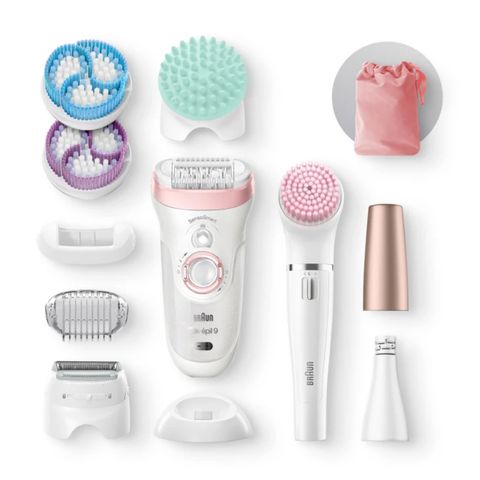 Bộ làm đẹp Braun Silk-épil 9 - Máy tẩy lông khô & ướt với 8 phụ kiện, công nghệ MicroGrip, phù hợp cho mặt và body, làn da mịn màng lâu dài.