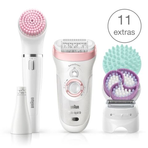 Bộ làm đẹp Braun Silk-épil 9 - Máy tẩy lông khô & ướt với 8 phụ kiện, công nghệ MicroGrip, phù hợp cho mặt và body, làn da mịn màng lâu dài.