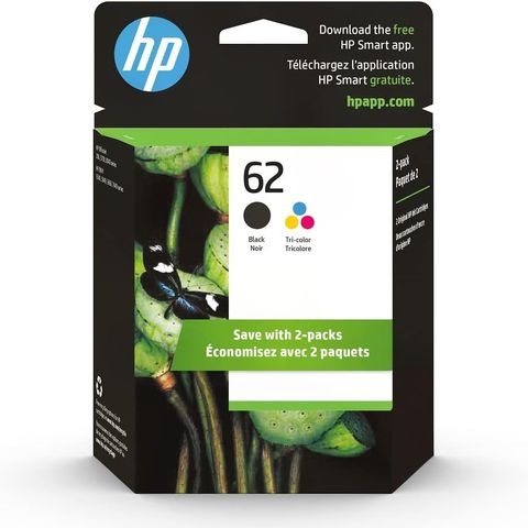 Mực Máy In HP 62 Đen, Ba màu [2 hộp] | Hoạt động với HP ENVY 5540, 5640, 5660, 7640 Series...