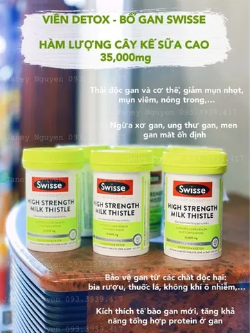 Viên uống thải độc gan SWISSE HIGH STRENGTH MILK THISTLE 35,000MG 60v