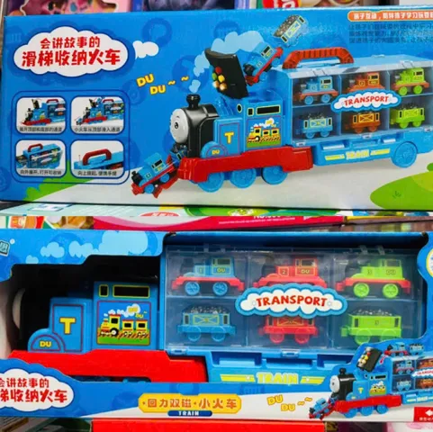 Bộ xe đầu tàu hỏa to chở 6 xe đầu tàu hỏa nhỏ chủ đề Thomas và những người bạn 2105