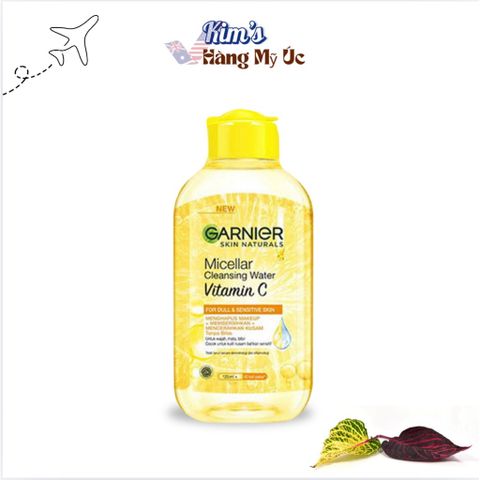Nước Tẩy Trang Garnier Vitamin C Làm Sáng Da - Cleansing Water 125ml Cho Da Sạm Màu, Sạch Nhờn, Không Gây Kích Ứng