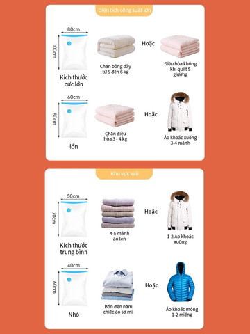 Túi Hút Chân Không Siêu Dày Trong Suốt - Giải Pháp Lưu Trữ Quần Áo, Chăn Màn Tiện Lợi & Bền Bỉ cho Mọi Gia Đình