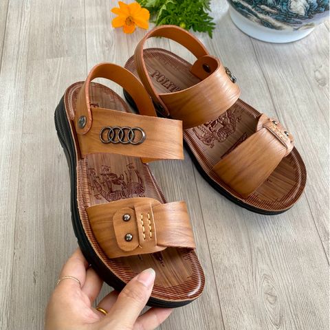 Dép da nam quai ngang cao cấp ABC Fashion - Sandal êm chân, đế cao su non chống trơn, thời trang dễ phối đồ