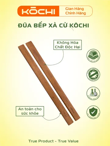 Đũa Bếp Đũa Chiên Đũa Xào - Chính hãng Kochi -  Gỗ Tự Nhiên An Toàn, Không Hóa Chất, Chống Mốc Đồ Dùng Bếp Cao Cấp