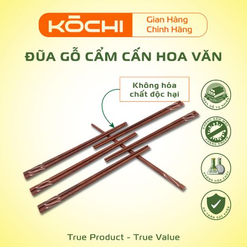 Bộ 10 Đôi Đũa Gỗ Cẩm Cấn Chính Hãng Kochi - Đũa Gỗ Tự Nhiên Cao Cấp Không Hóa Chất, An Toàn cho Sức Khỏe Gia Đình