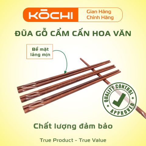 Bộ 10 Đôi Đũa Gỗ Cẩm Cấn Chính Hãng Kochi - Đũa Gỗ Tự Nhiên Cao Cấp Không Hóa Chất, An Toàn cho Sức Khỏe Gia Đình