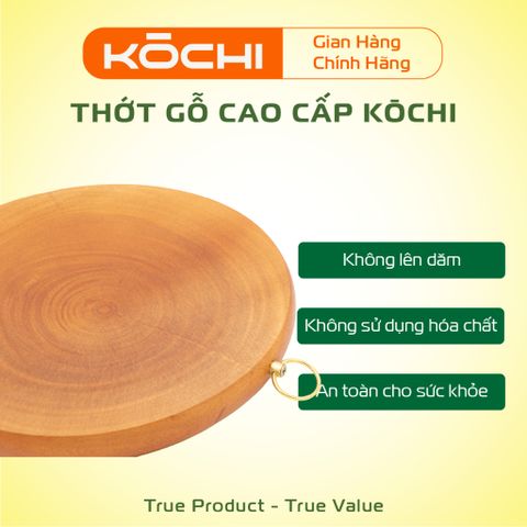 Thớt Gỗ Xà Cừ KŌCHI Tròn Nhiều Kích Thước - Dày 2.5cm - Gỗ Nguyên Tấm, Không lên dăm, Chống Nứt, Không Hóa Chất, Dụng Cụ Nhà Bếp Cao Cấp