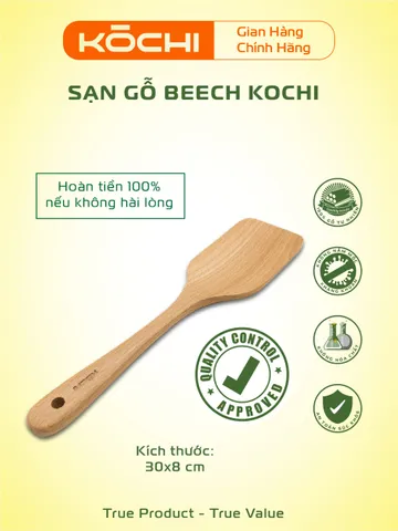 Bộ Sạn Gỗ KOCHI Chính Hãng - An Toàn, Không Độc Hại, Không Trầy Chảo, Sấy Khô Chống Mốc, Dụng Cụ Nhà Bếp Cao Cấp