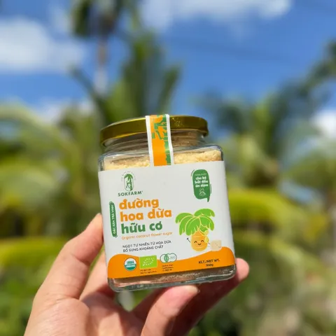 Đường hoa dừa hữu cơ Sokfarm 160g dành cho bé - Đường tự nhiên an toàn, ngọt thanh, thích hợp cho món ăn và thức uống cho trẻ em