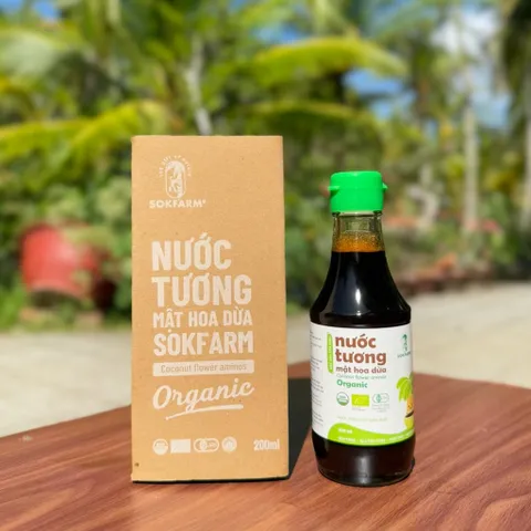 Nước tương mật hoa dừa organic Sokfarm cho bé 200ml - Hương vị tự nhiên, hỗ trợ tiêu hóa, không gluten, không GMO
