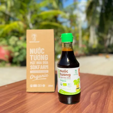 Nước tương mật hoa dừa organic Sokfarm cho bé 200ml - Hương vị tự nhiên, hỗ trợ tiêu hóa, không gluten, không GMO