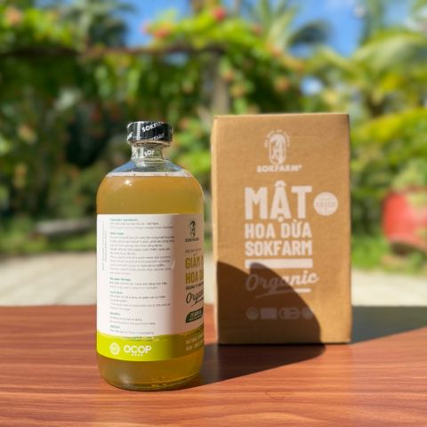 Giấm Mật Hoa Dừa Organic Sokfarm 500ml - Giấm Tự Nhiên Giàu Khoáng Chất Hỗ Trợ Tim Mạch và Tiêu Hóa, Sản Phẩm Hữu Cơ Chất Lượng Cao