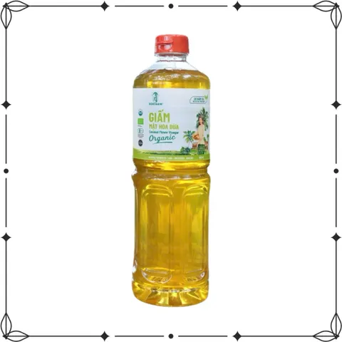 Giấm Mật Hoa Dừa Organic Sokfarm 1 Lít - Giấm Tự Nhiên Hữu Cơ, Tăng Cường Miễn Dịch, Hỗ Trợ Tim Mạch, An Toàn Xuất Khẩu