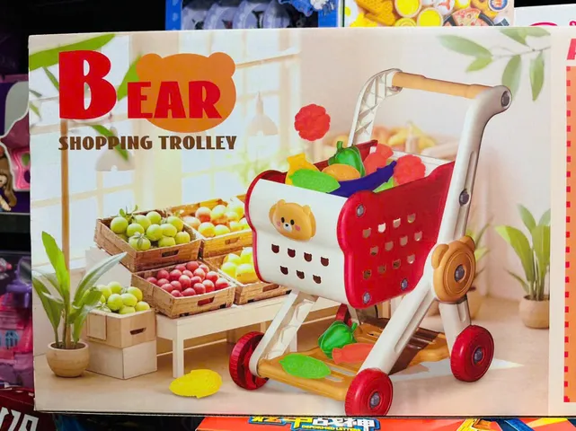 Đồ chơi xe đẩy siêu thị Supermarket shopping trolley BEAR 911-7, đồ chơi nhập vai, bé chơi đồ hàng đóng vai đi siêu thị
