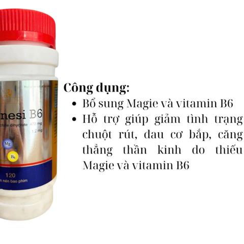 Viên uống Magnesi B6 - Giải pháp giảm căng thẳng, mệt mỏi, chuột rút, hỗ trợ sức khỏe thần kinh - Lọ 120 viên từ MEDIPHAR USA