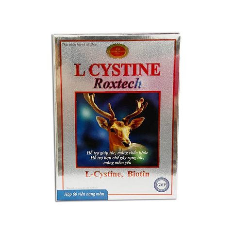 Viên uống L-Cystine ROXTECH bổ sung Biotin hỗ trợ tóc chắc khỏe, mọc tóc, giảm gãy rụng - 60 viên cho mái tóc hoàn hảo.