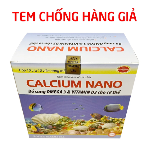 Viên uống Calcium Nano ROSTEX - Bổ sung Canxi, Omega 3, Vitamin D3 cho Trẻ Em và Người Cao Tuổi - Chắc Khỏe Xương và Tăng Chiều Cao (100 viên)
