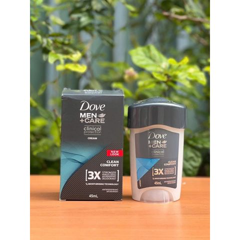 Lăn khử mùi Dove cho Nam Clean Comfort 45ml - Kháng mồ hôi, Dưỡng ẩm, Bảo vệ da 48 giờ, Anti-Perspirant Deodorant