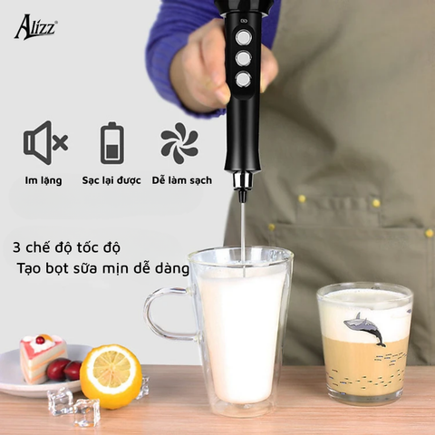 Máy Đánh Bọt Đánh Trứng Alizz AL-14495 - 3 Đầu Thay Đổi, Đa Năng, Thiết Kế Gọn Nhẹ, Phù Hợp Nấu Ăn và Pha Chế Tại Nhà