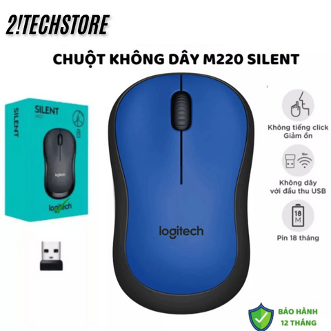Chuột Không Dây Logitech M220 Silent - Chuột Văn Phòng Giá Rẻ, Độ Nhạy Cao 1200 DPI, Kết Nối USB, Giảm Tiếng Ồn 90% - Bảo Hành 12 Tháng