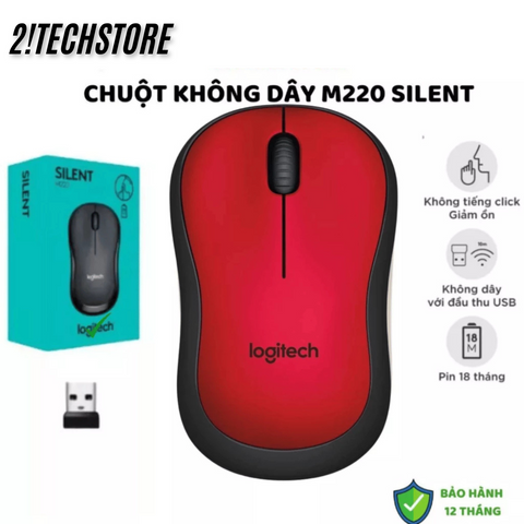 Chuột Không Dây Logitech M220 Silent - Chuột Văn Phòng Giá Rẻ, Độ Nhạy Cao 1200 DPI, Kết Nối USB, Giảm Tiếng Ồn 90% - Bảo Hành 12 Tháng