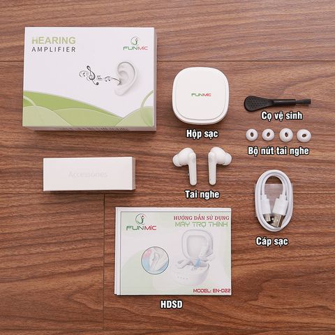 Tai Nghe Trợ Thính Không Dây FUNMIC EN-D22 - Âm Thanh Sắc Nét, Thiết Kế Thời Thượng, Chống Ồn Hiệu Quả, Pin 20 Giờ