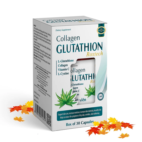 Collagen Glutathion ROXTECH bổ sung l-cystine, vitamin E C đẹp sáng da, giảm nám sạm da - 30 viên