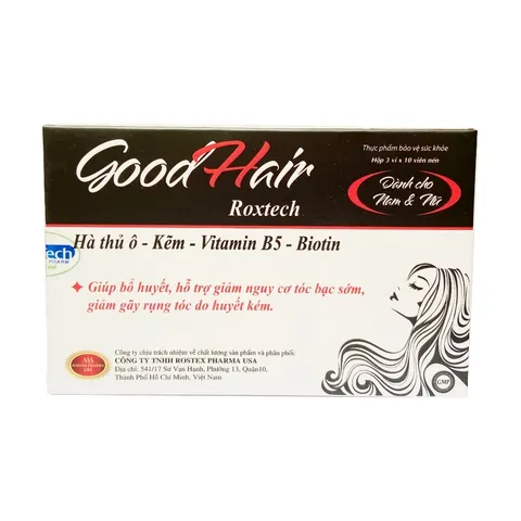 Viên uống Good Hair ROXTECH - Hỗ trợ giảm bạc tóc, gãy rụng, bổ sung hà thủ ô, biotin, vitamin B5 - 30 viên từ ROSTEX PHARMA USA