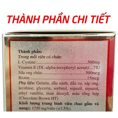 Viên uống L-Cystine ROXTECH (vàng) bổ sung Biotin hỗ trợ khỏe tóc, mọc tóc, giảm gãy rụng tóc - 60 viên