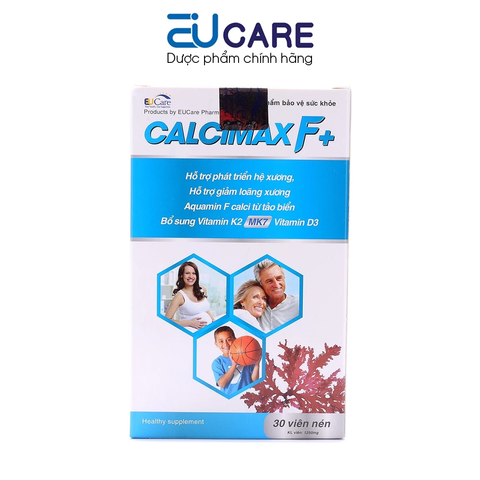 Combo 2 Viên Uống Calcimax F+ EUCARE Bổ Sung Canxi, Vitamin D3, K2 - Hỗ Trợ Tăng Chiều Cao và Chắc Khỏe Xương cho Trẻ Em và Người Cao Tuổi